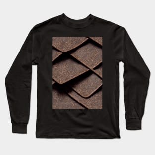 Dark Brown Ornamental Leather Stripes, natural and ecological leather print #49 Long Sleeve T-Shirt